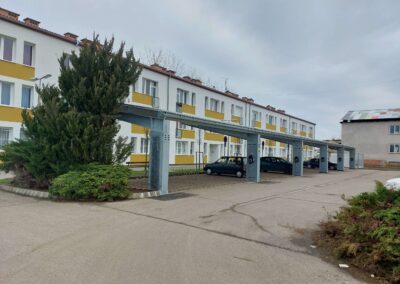 Bluetop Solar Parking OPTI canopy system installed at OPTI 1 Hungary