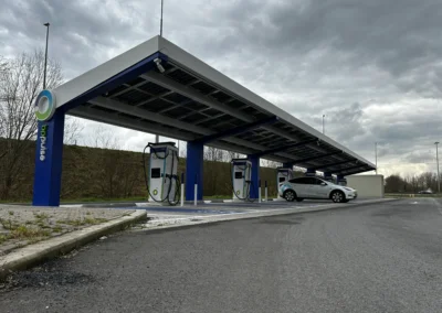 Bluetop Solar Parking solar canopies at BP Kruisem EV charging station in Belgium