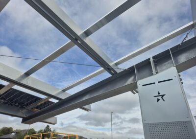Solar car park canopies generating renewable energy in Anglesey