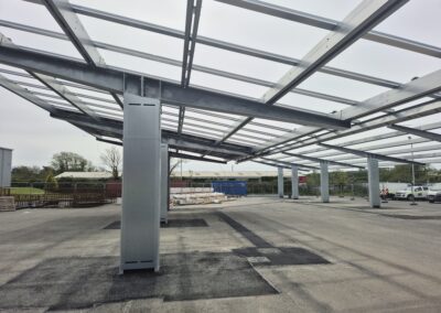 Blutop OPTI solar canopy structure installed in Anglesey car park
