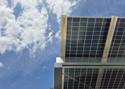 Bluetop Solar Parking Blueroof in front of blue sky