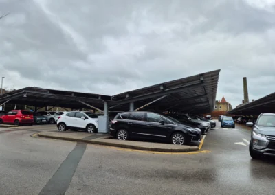 Solar panel car park structures installed at Wharfedale Hospital by Bluetop Solar