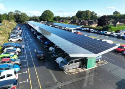 Bluetop Solar Parking OPTI solar canopies installed at RJAH Oswestry