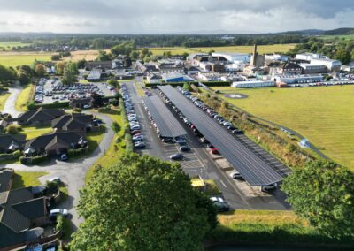 OPTI Bluetop Solar Parking canopies at RJAH site in Oswestry, England