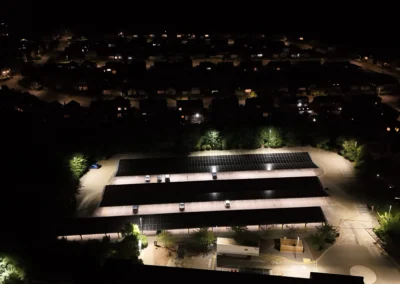 Wharfedale Hospital car park with integrated solar canopy structures by Bluetop Solar