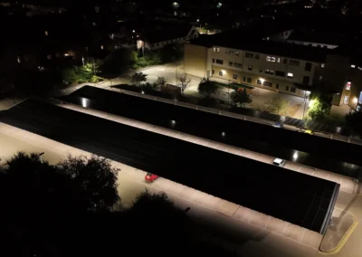 Sustainable solar car park installation at Wharfedale Hospital with covered parking bays