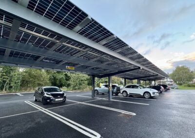 Solar parking canopies at Coop Wildwood site in England
