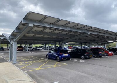 Solar parking canopies at Lakeside North Harbour in England