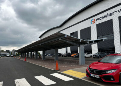 Bluetop Solar Parking OPTI canopy system installed at Panattoni Park Aylesford
