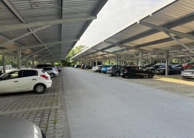 Bion XL solar canopy system supporting renewable energy at Baxter Halle