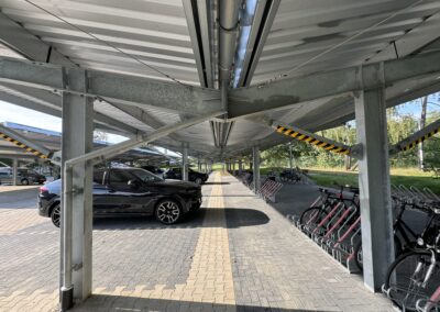 Solar parking canopies using Bion XL structure at Baxter facility in Halle