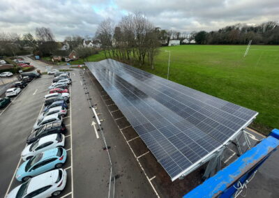 OPTI Bluetop Solar Parking providing shaded parking at Chepstow School