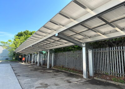 BION Bluetop Solar Parking canopies at Stockport Council car park in England
